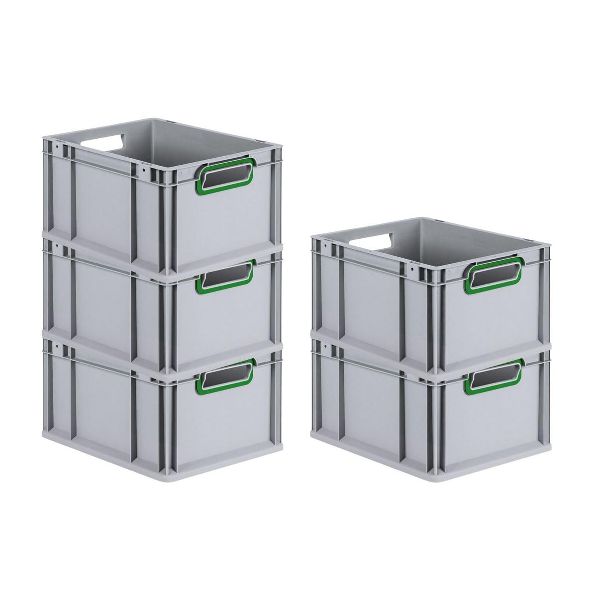 EUROBOX 8x Nextgen Color 22x30x40cm 20 Liter Griffe Grün Offen - Grün, Kunststoff (30/22/40cm) - PROREGAL