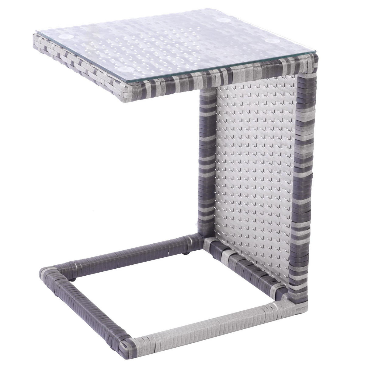 GARTENLOUNGE 194/70/157 cm grau aus Rattan mit Sonnendach - Grau, Kunststoff - OKWISH