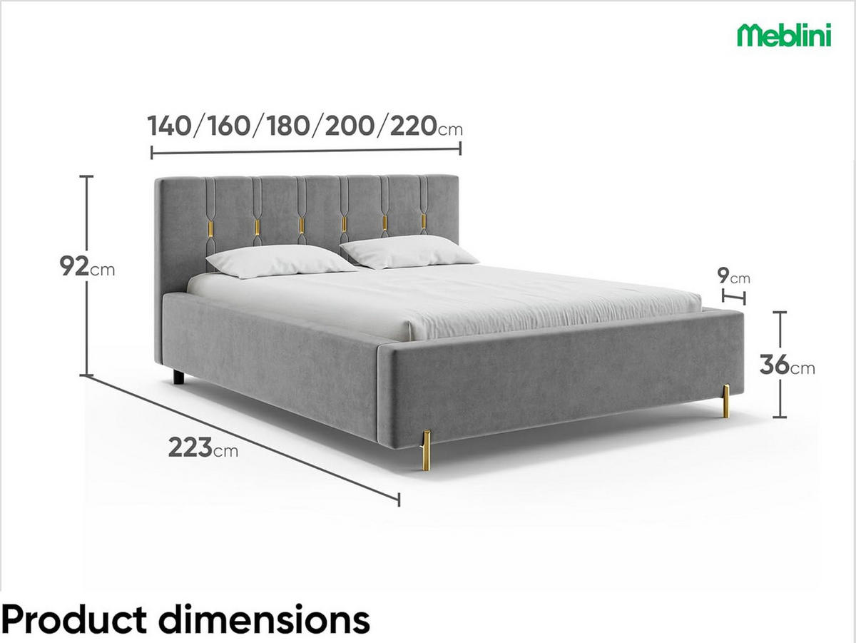 BETT FABIO - Goldfarben/Grau, Holzwerkstoff (140/200cm) - Meblini