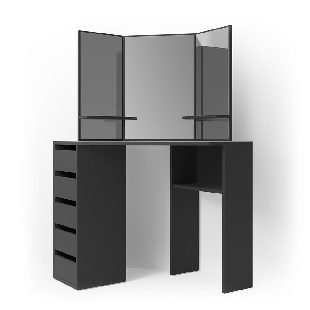 ECKSCHMINKTISCH Arielle Schwarz 110 cm - Schwarz, Holzwerkstoff (110/141.5/54cm) - Vicco