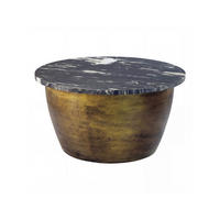 COUCHTISCH HAVEL, Marmor, handgefertigt, Schwarz-Gold, Ø 60 x 34 cm - Goldfarben, Stein/Metall (60/60/34cm) - KADIMA DESIGN