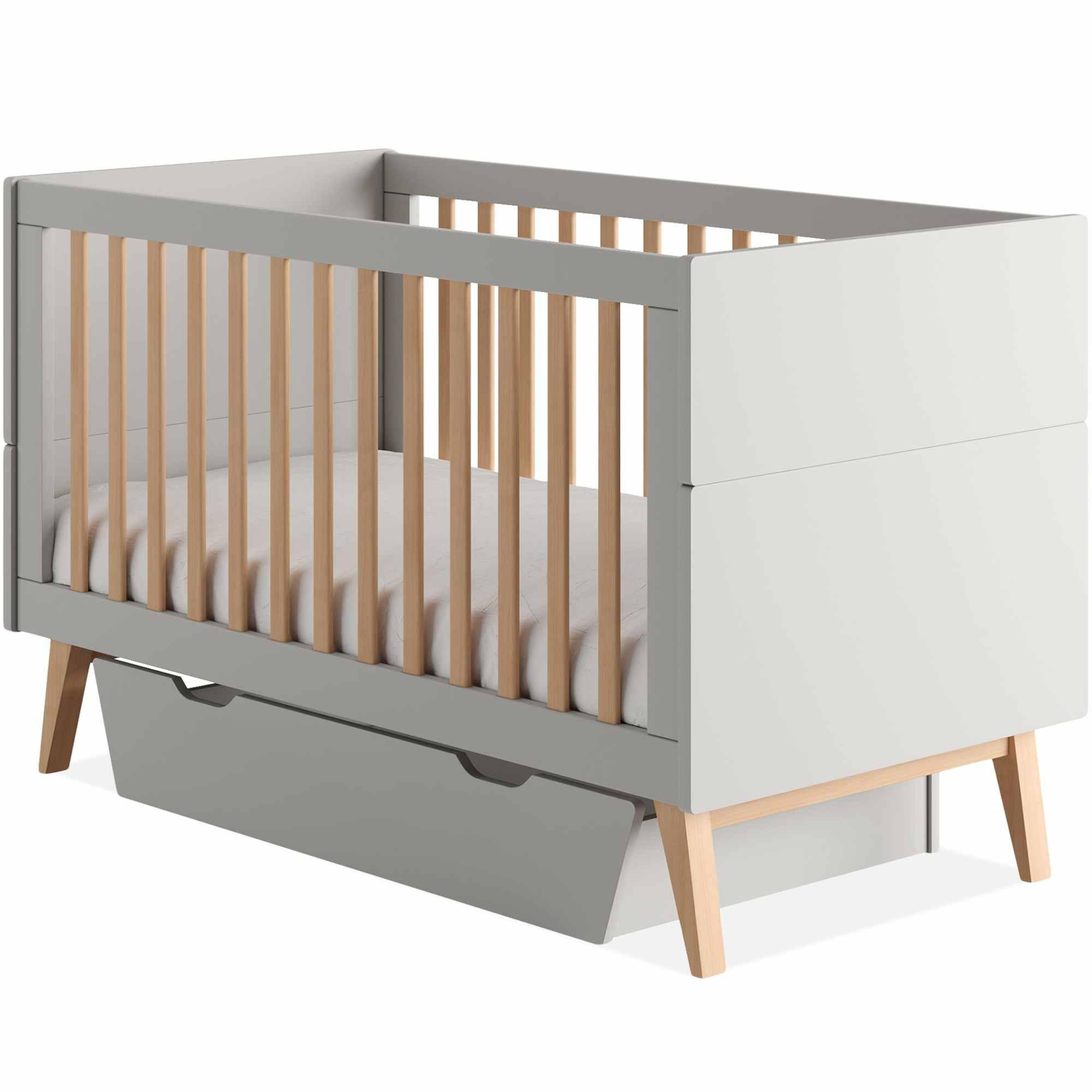 Thumbnail - Konsimo® Bettschubkasten, Grau, Holzwerkstoff, 141x21x66 cm, Babymöbel, Babybetten