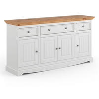 KOMMODE Belluno Elegante Kiefer Natur gebeizt / Kiefer weiß (RAL9010) lackiert 167 / 45 / 85cm - Weiß/Kieferfarben, Holz/Metall (167/85/45cm) - Feldmann-Wohnen
