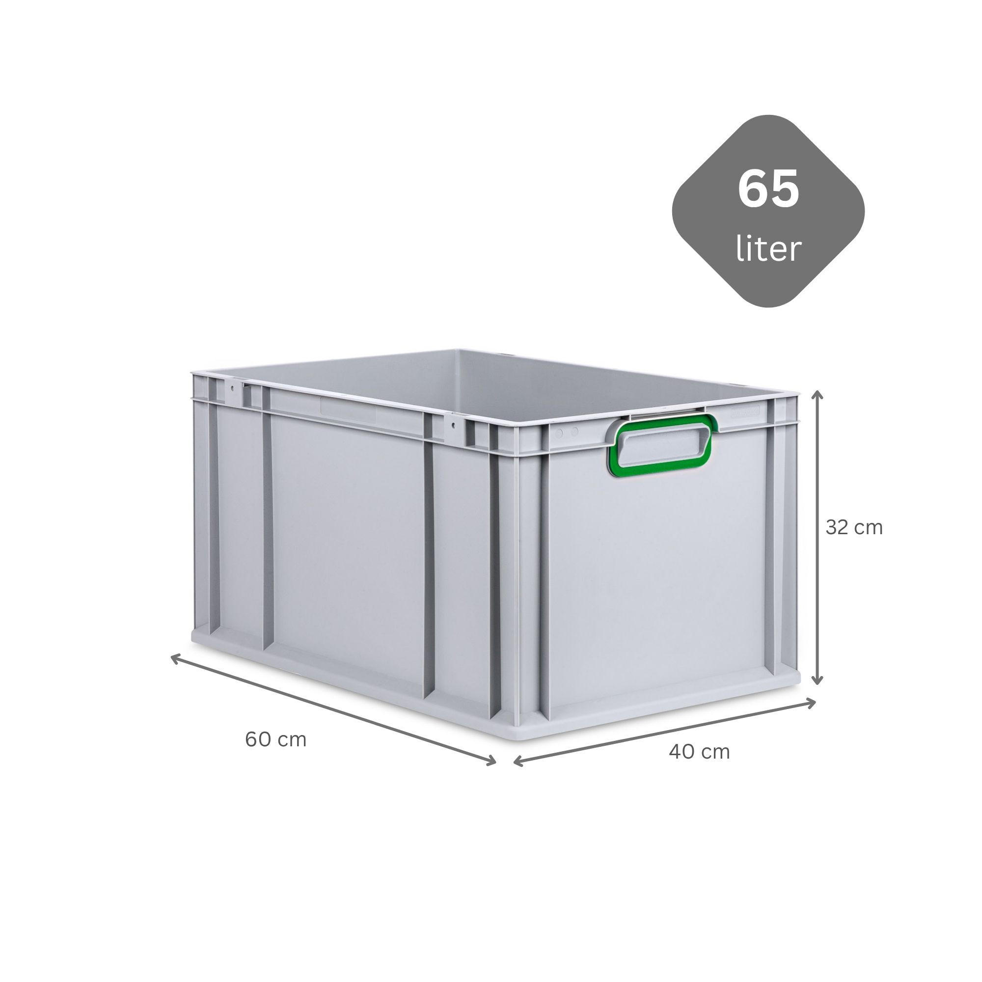 EUROBOX 5x Nextgen Color 32x40x60cm 65 Liter Griffe Grün Geschlossen - Grün, Kunststoff (40/32/60cm) - PROREGAL