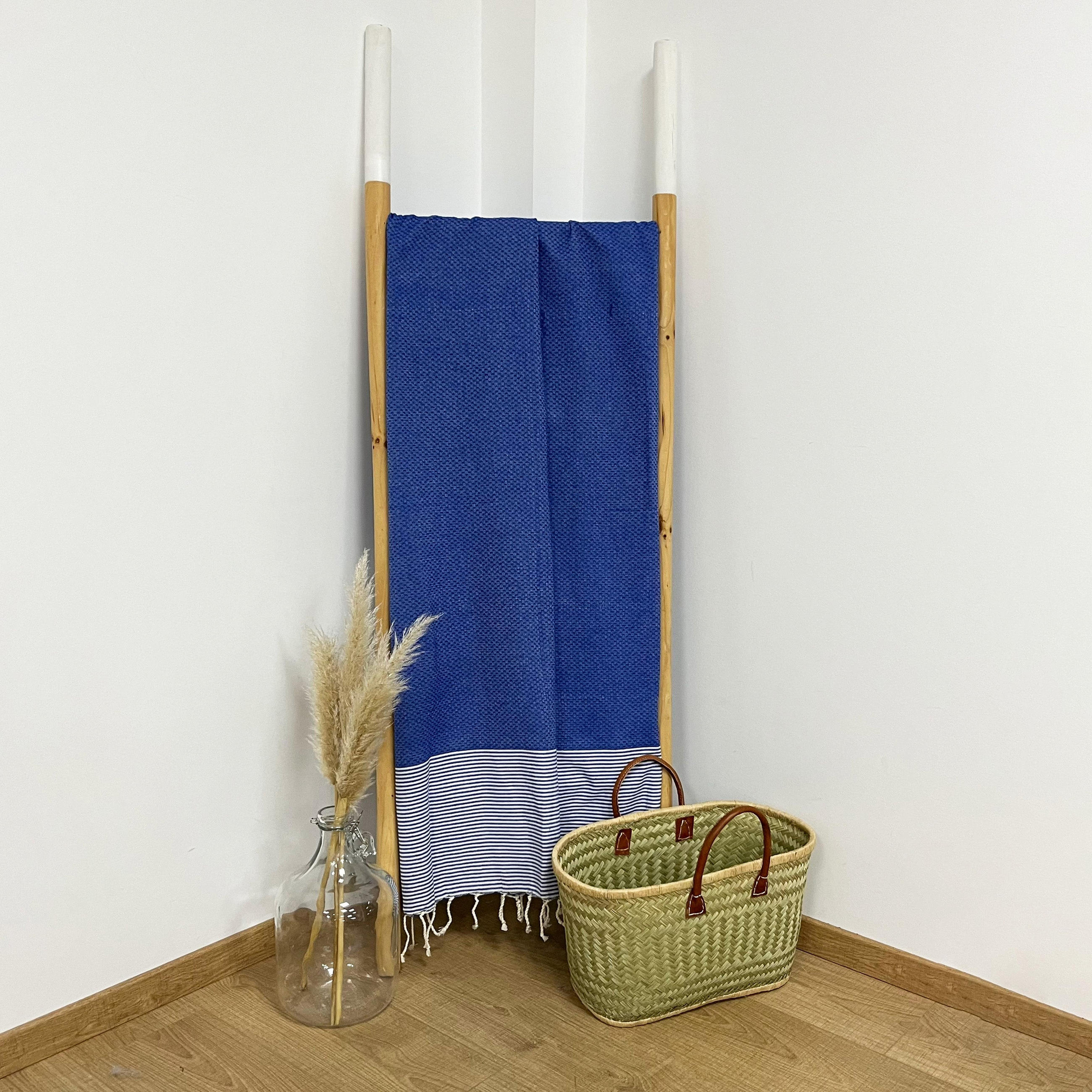 HAMAMTUCH Mikanda Royal 100x200 190g/m² - Blau, Textil (100/200cm) - LE COMPTOIR DE LA PLAGE