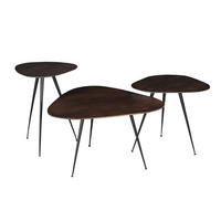 COUCHTISCH organisch 3er Set aus Metall 70x70x39cm, braun - Braun, Holz (70/70/37cm) - Livingfurn