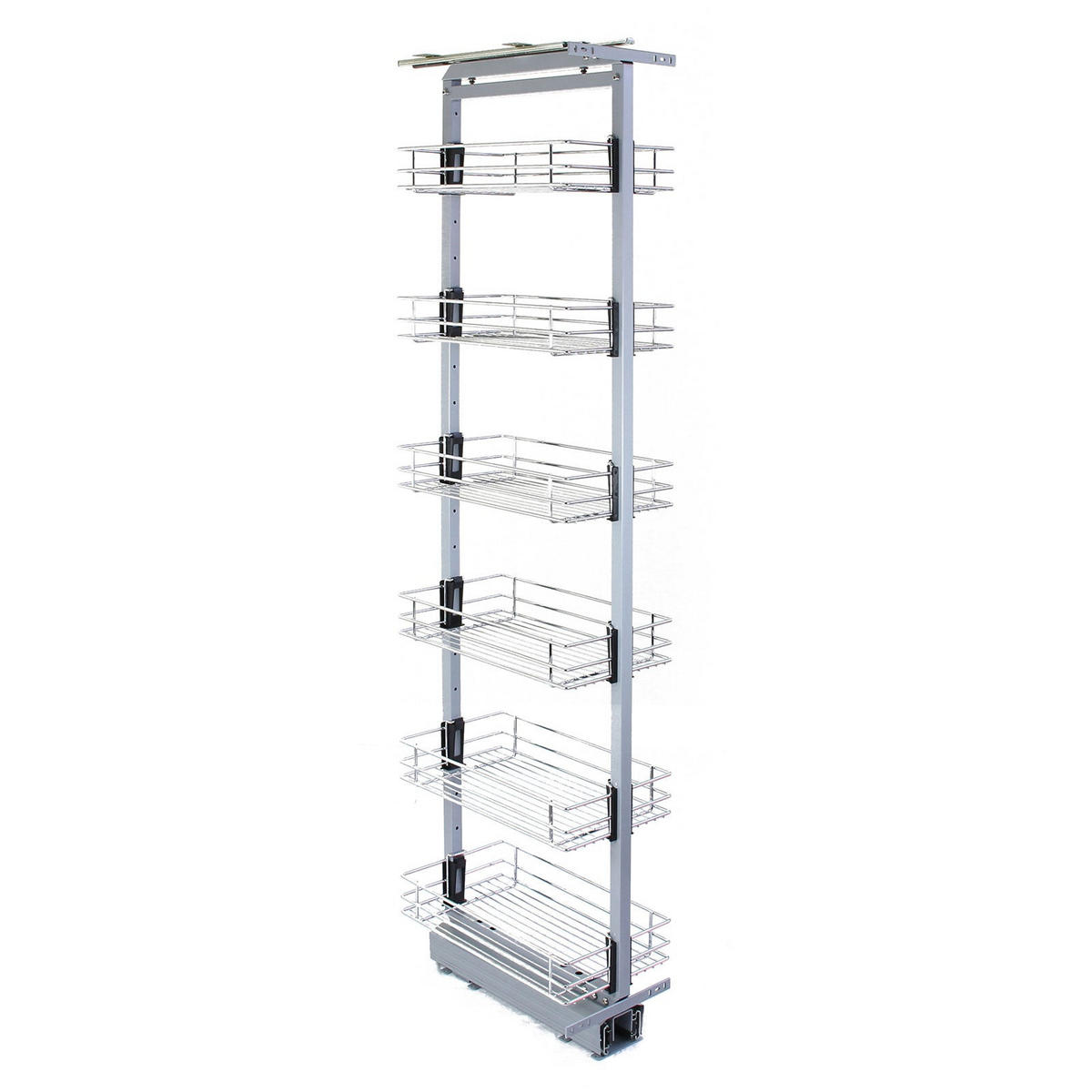 VORRATSSCHRANK ausziehbar – 190-220cm Höhe - Silberfarben, Metall (25.2/195/46cm) - Kukoo