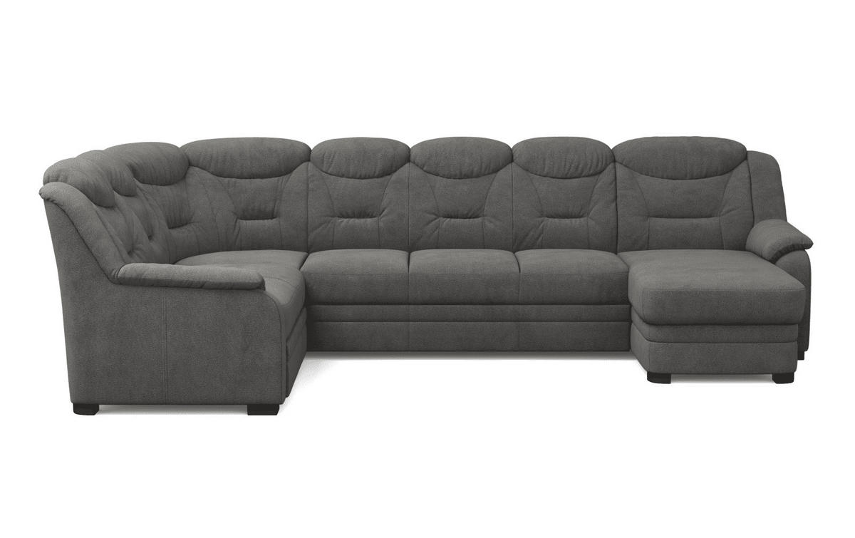 WOHNLANDSCHAFT mit Schlaffunktion und Bettkasten – weiches Chenille-Gewebe - Dunkelgrau/Anthrazit, Holz/Kunststoff (330/99/211cm) - Cotta