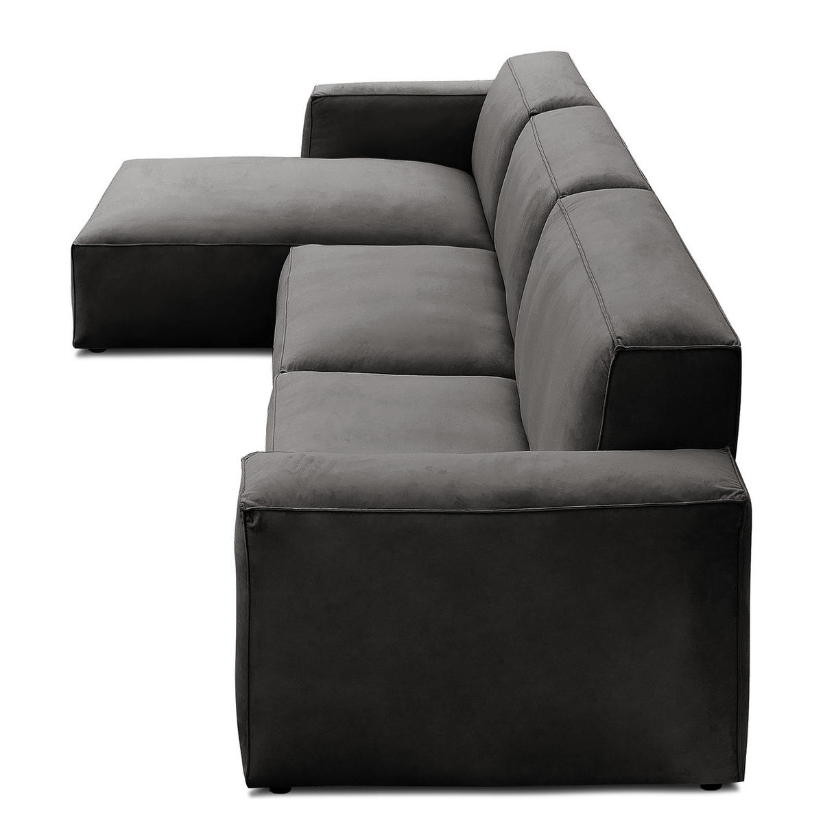 ECKSOFA mit Longchair - Schwarz/Grau, Kunststoff/Textil (345/170cm) - home24