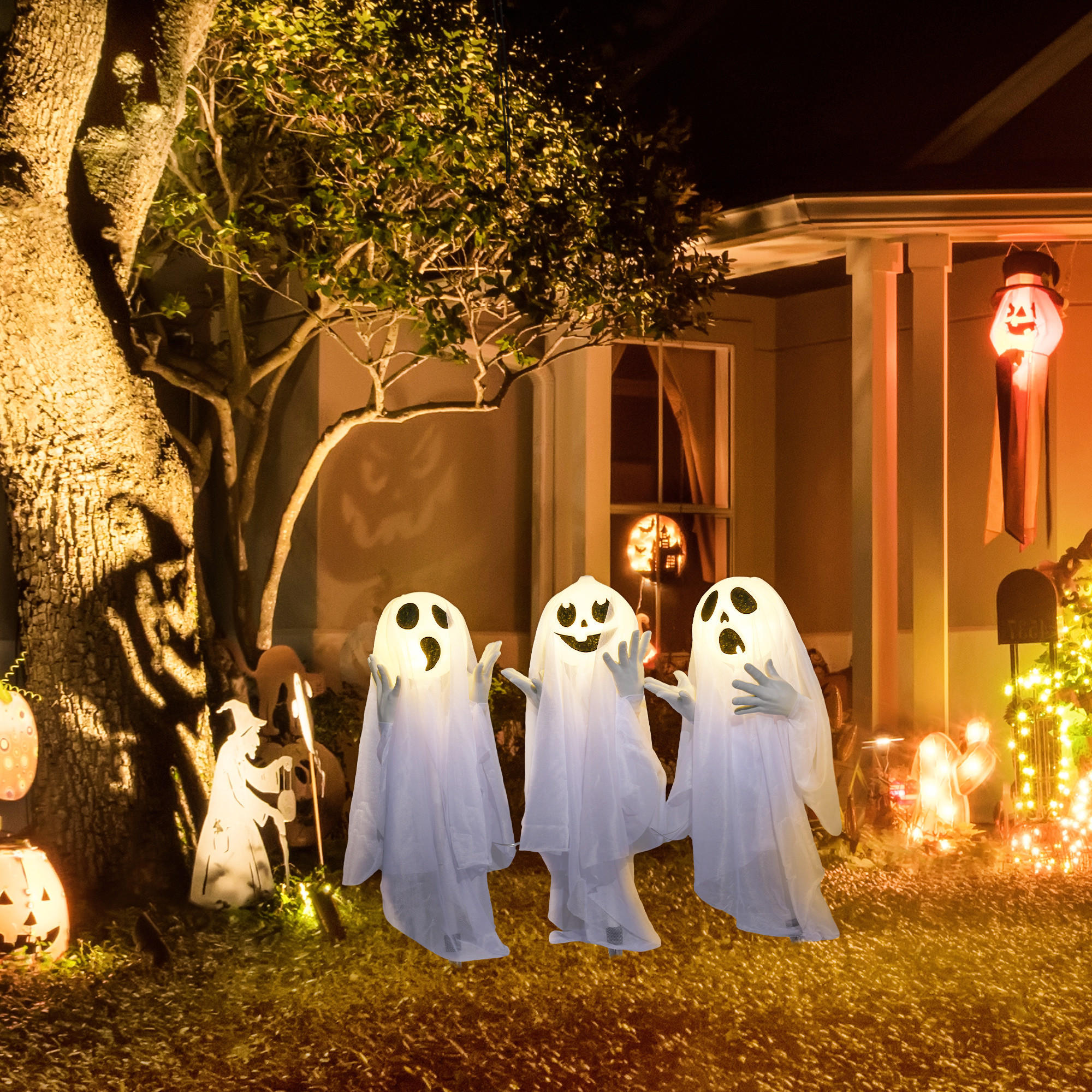 HALLOWEEN DECORATIONS - Weiß, Kunststoff (10/60/54cm) - HOMCOM