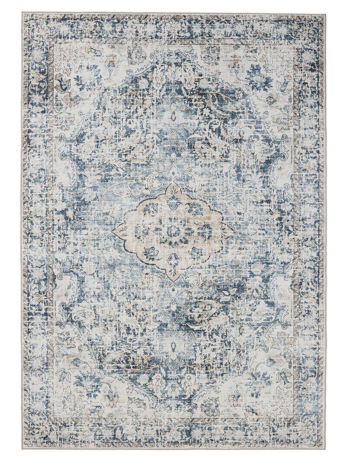 VINTAGE-TEPPICH George waschbar 200x300 cm - Blau, Kunststoff (200/300cm) - benuta