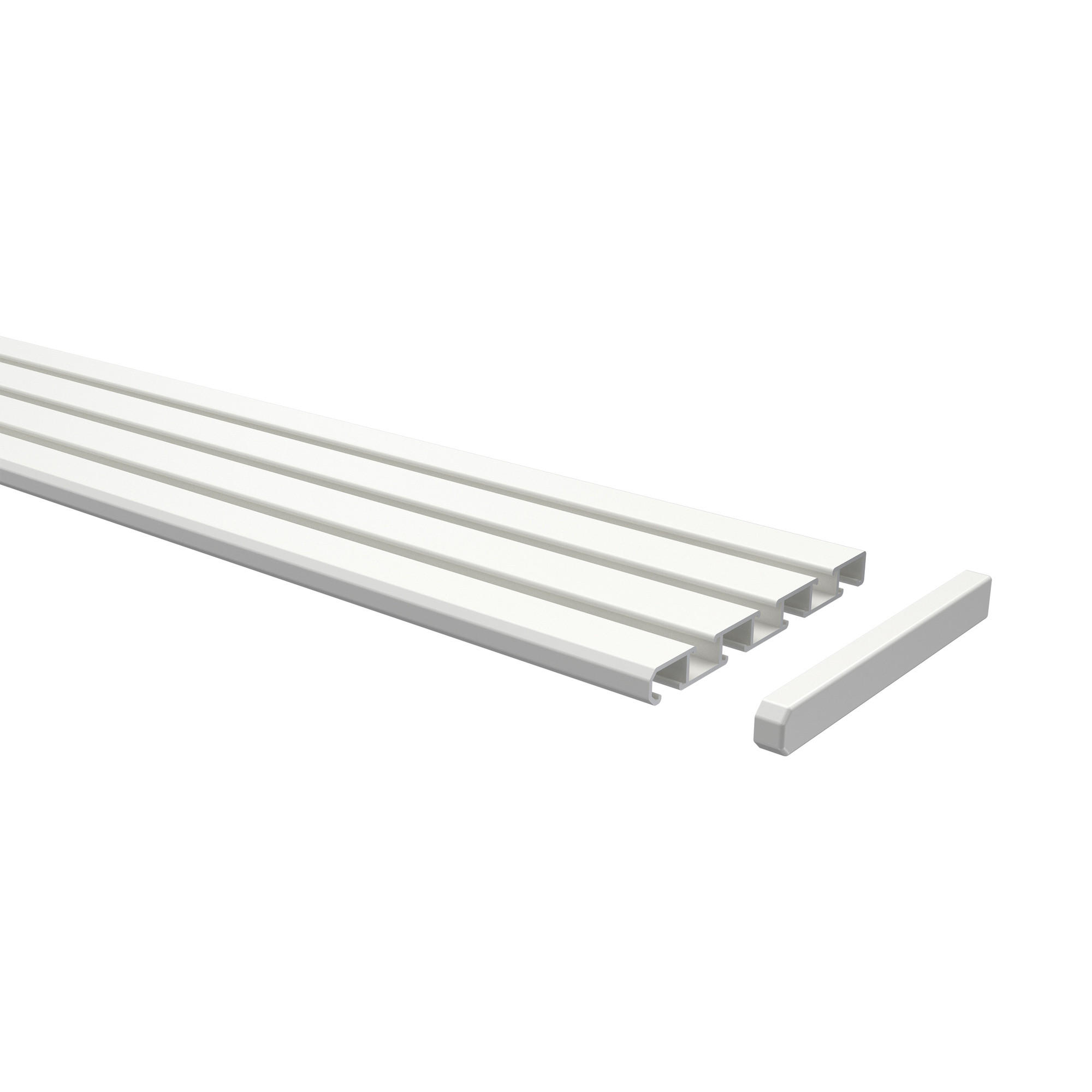 GARDINENSCHIENE Slimline 280 cm (geteilt in 2 x 140 cm), 3-/4-läufig Weiß - Weiß, Metall (8.6/1.1/280cm) - INTERDECO