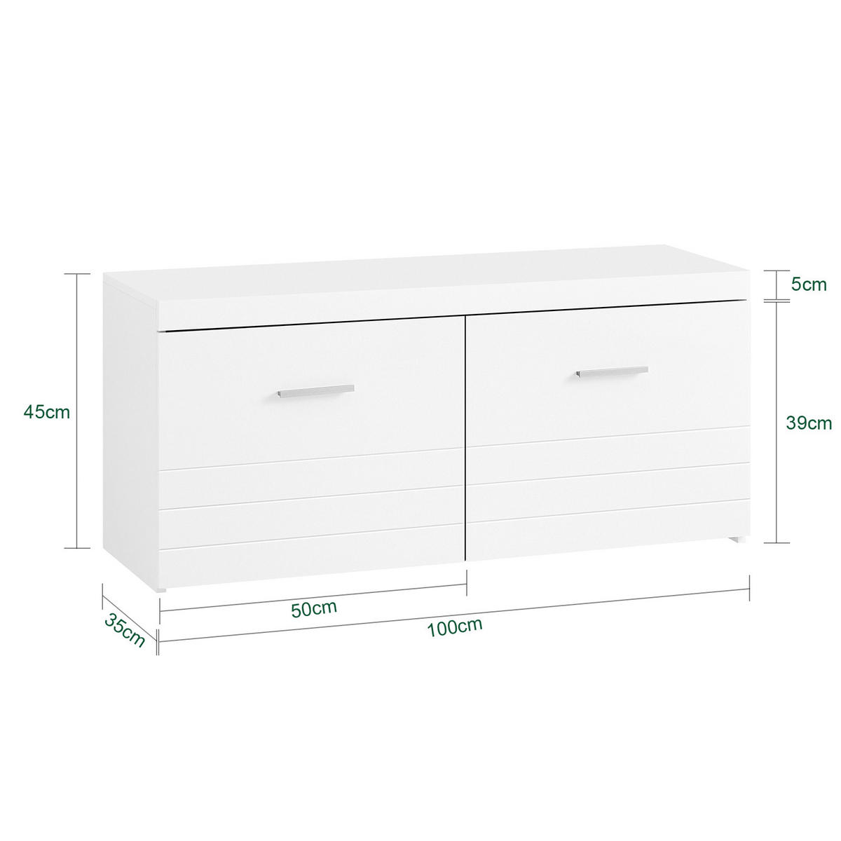 SCHUHBANK Weiß - Weiß, Holzwerkstoff (100/45/35cm) - SoBuy