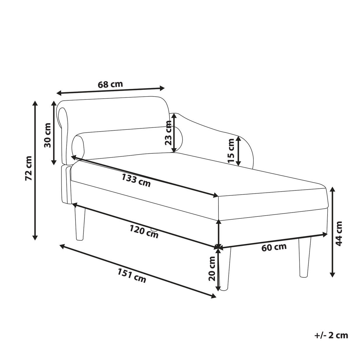 ČALOUNĚNÉ LEHÁTKO CHAISE LONGUE LEVOSTRANNÉ Látka Krémově bílé Yvoire - bílá/černá, textil (68/72/151cm) - Beliani