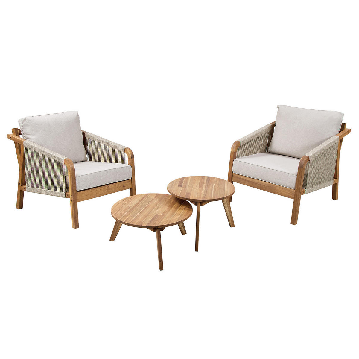 LOUNGE-SET (4-teilig) Rope Island - Braun, Holz - Butlers