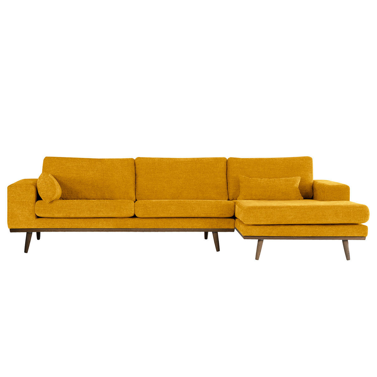 ECKSOFA mit Longchair - Eichefarben/Gelb, Eichenholz/Textil (281/153cm) - home24