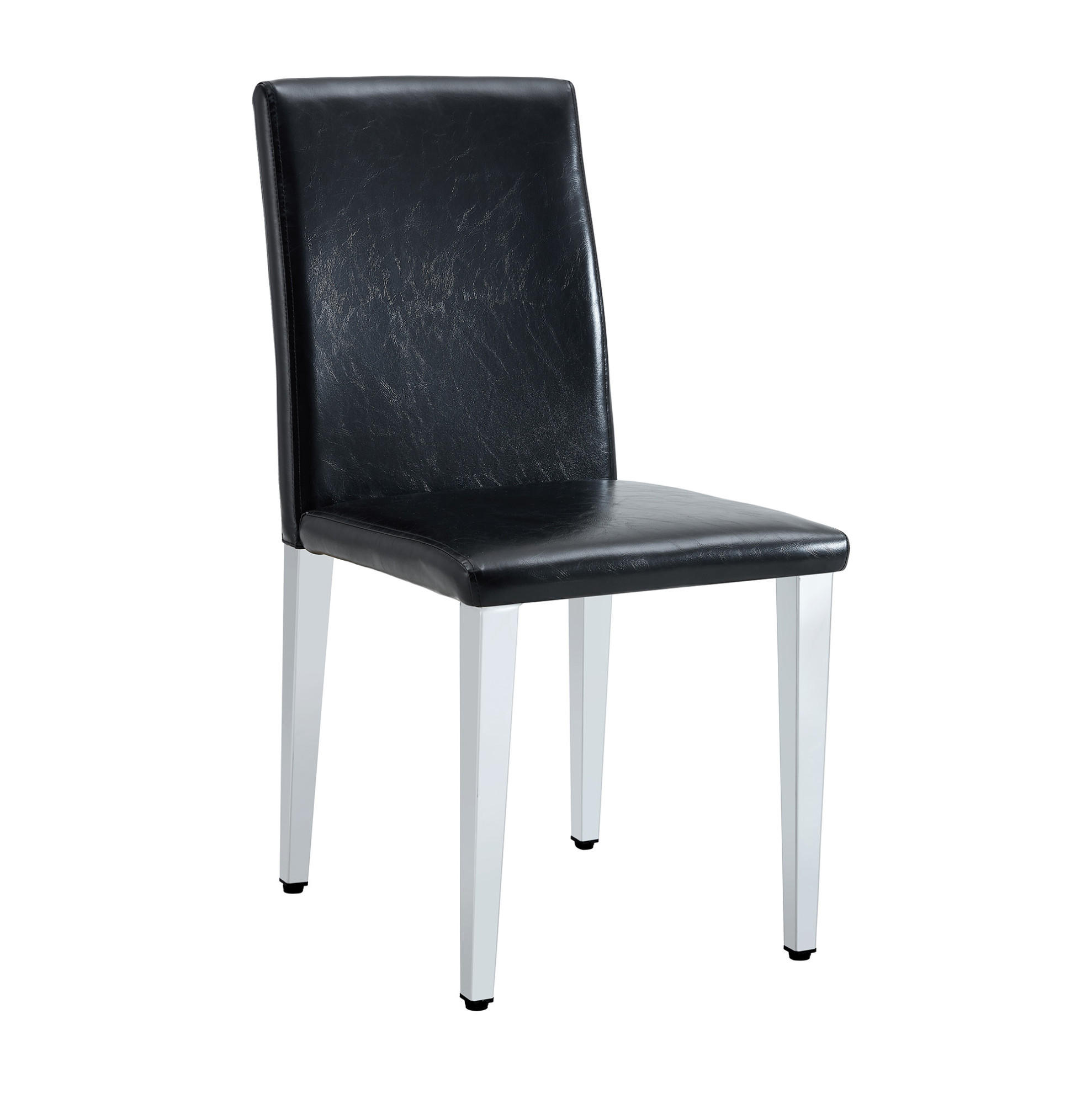 ESSZIMMERSTÜHLE 2er-Set modern 90 cm PU-Leder Schwarz Silber - Schwarz, Metall (47/90/41.1cm) - Meubliv