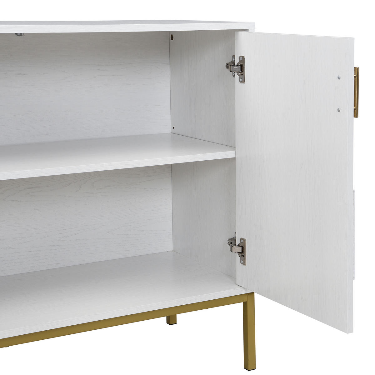 SIDEBOARD in Weiß und Gold Anrichte mit Metallbeinen für Wohnzimmer, Flur und Esszimmer, B160/T40/H80.5 cm - Goldfarben/Weiß, Holzwerkstoff/Metall (160/80.5/40cm) - STILVORA