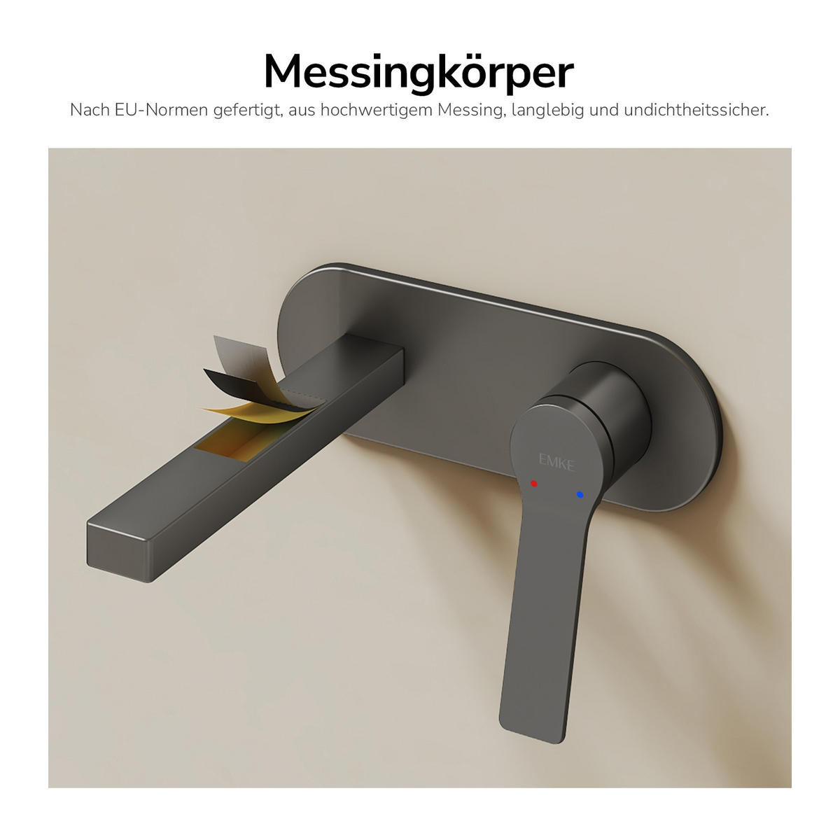 WASCHTISCHARMATUR mit Luftsprudler Messing Anthrazit - Dunkelgrau, Metall (21/7/28.8cm) - EMKE