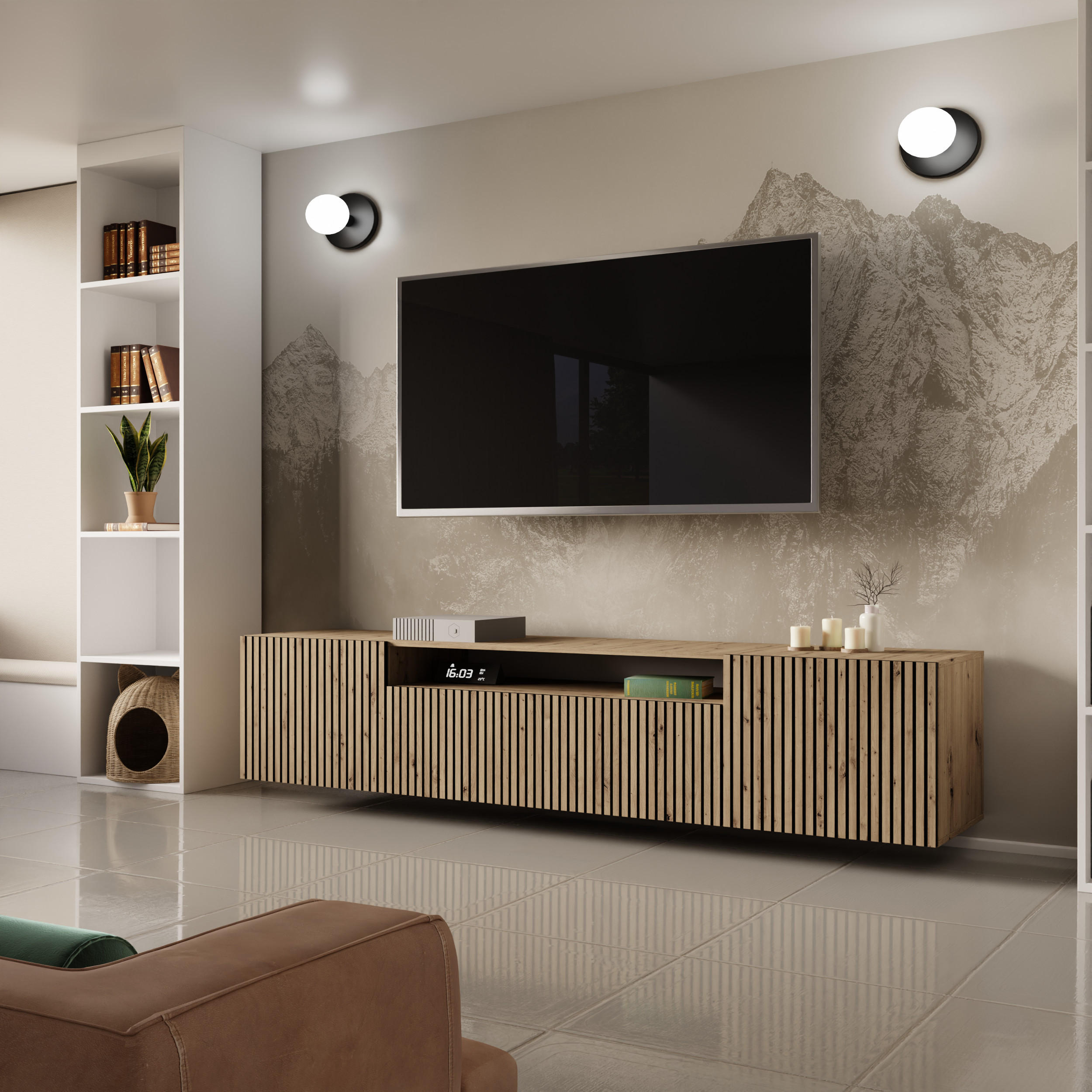 TV-SCHRANK CORA - Eiche Artisan, Holzwerkstoff (200/40/41cm) - Meblini