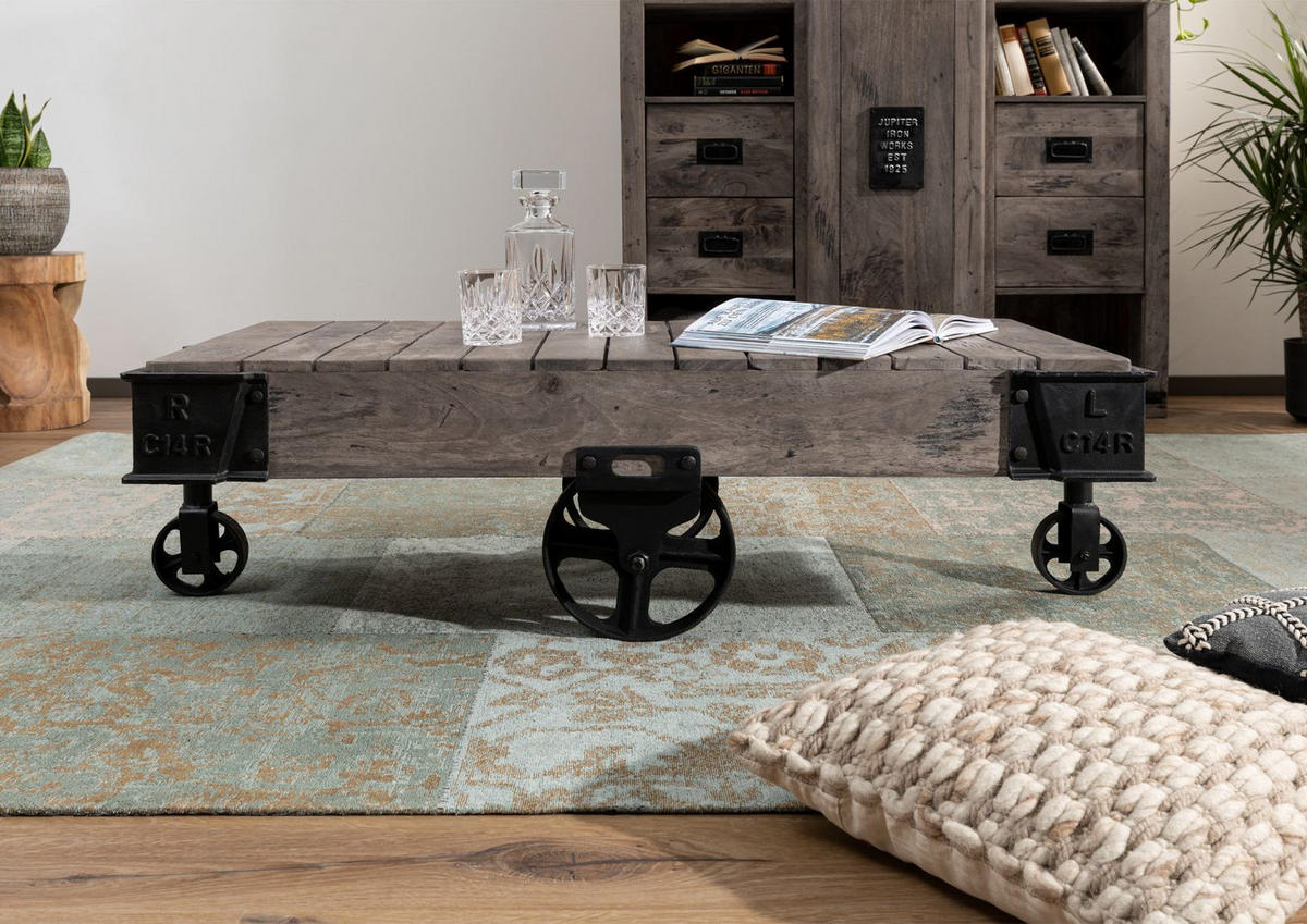 COUCHTISCH Mango 120x60x43 grau lackiert RAILWAY #260 - Grau, Holz (120/60/43cm) - Massivmoebel24