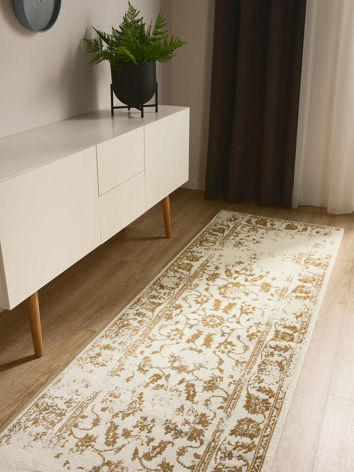 VINTAGE-LÄUFER Suki 80/240 cm - Gelb/Creme, Kunststoff (80/240cm) - benuta