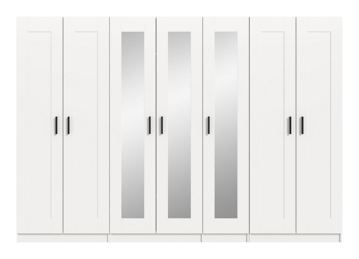 KLEIDERSCHRANKKOMBINATION VISBY (B/H/T: ca. 280/194/56 cm) in weiß/weiß - Weiß, Holzwerkstoff (280/194/56cm)