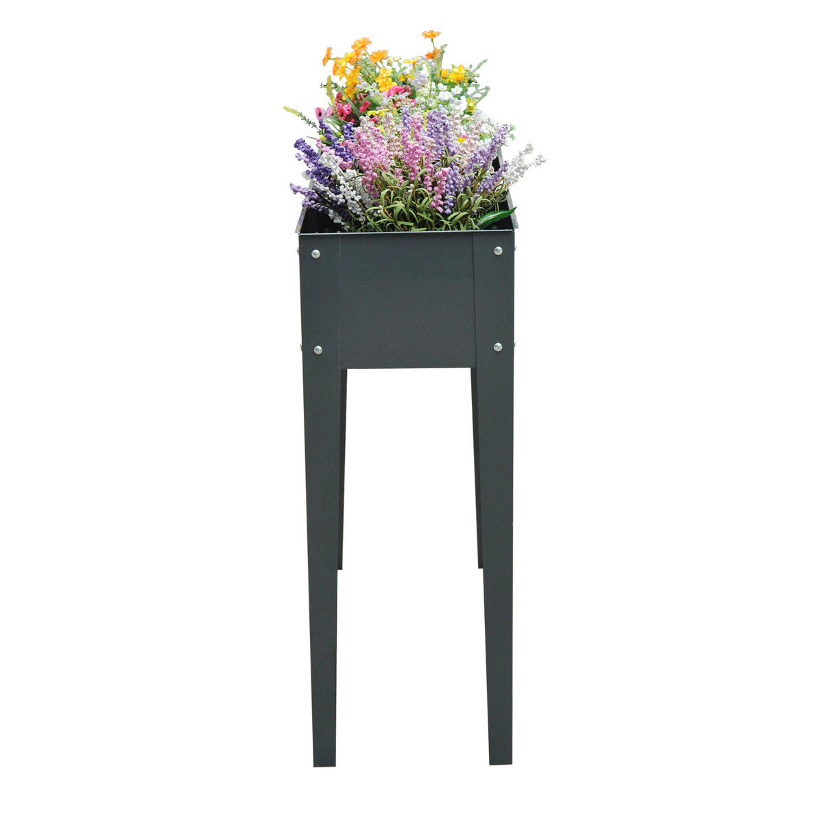 HOCHBEET, Kräuterbeet, Pflanzkasten mit 3 Abflusslöchern, Metall, Dunkelgrau - Dunkelgrau, Metall (30/80/100cm) - Outsunny