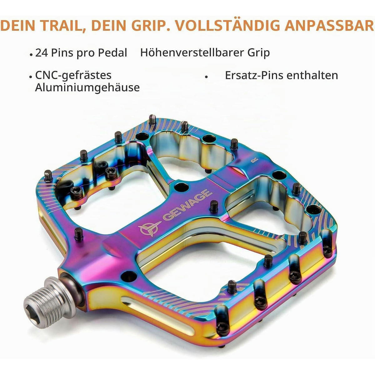 FAHRRADPEDALE Set Aluminium CNC mit Chromstahl Achse und Kugellager - Multicolor, Metall (11/1.5/11.5cm)