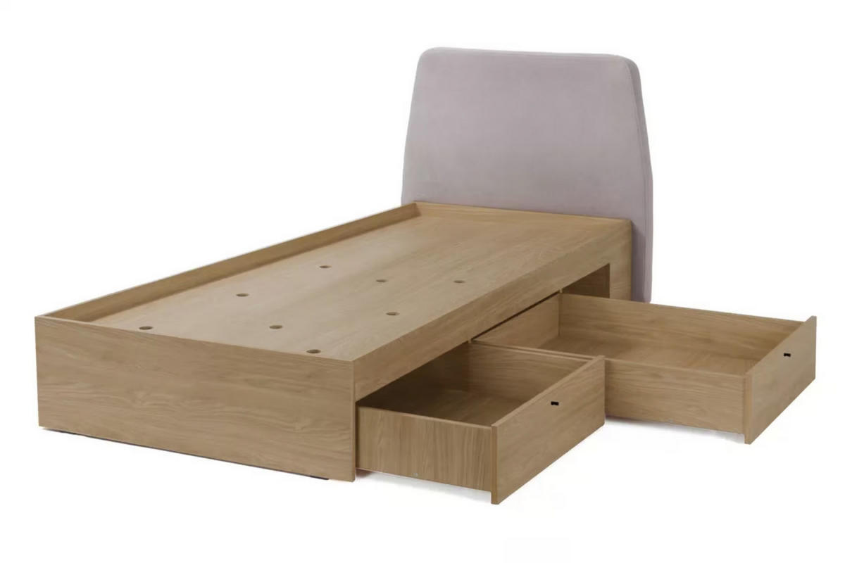JUGENDBETT ALBI 90/200 in Baltic Düne Eiche / Grau - Alteiche/Grau, Holzwerkstoff (90/200cm) - Deine Möbel 24