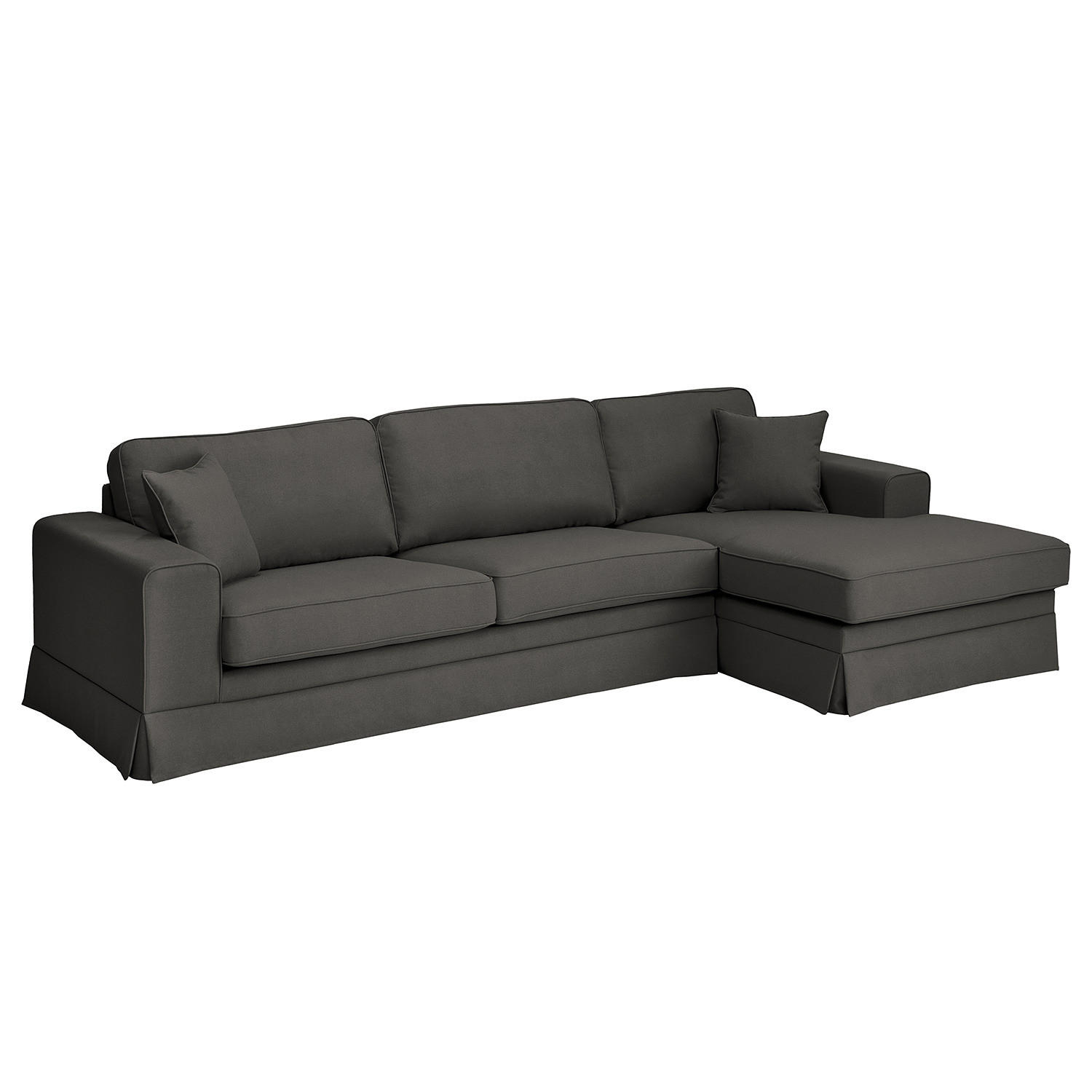 ECKSOFA mit Husse - Longchair, Webstoff - Anthrazit/Schwarz, Kunststoff/Textil (300/165cm) - home24