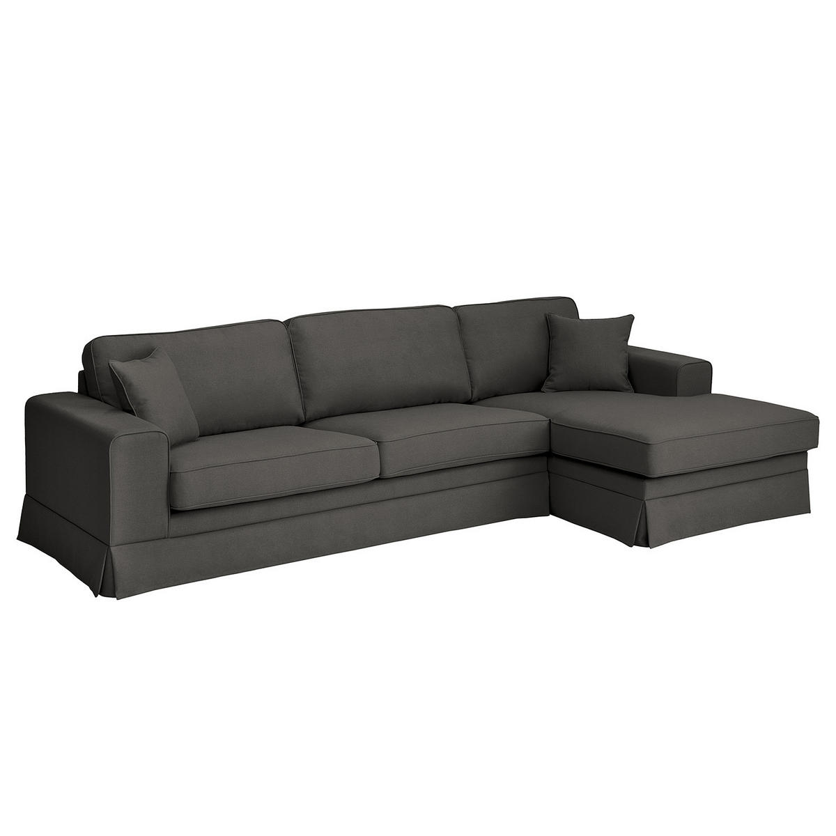 ECKSOFA mit Husse - Longchair, Webstoff - Anthrazit/Schwarz, Kunststoff/Textil (300/165cm) - home24