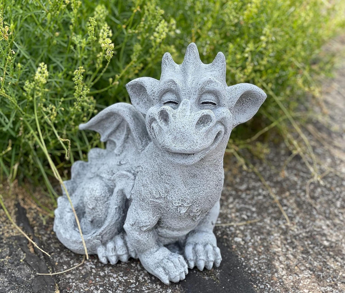 STEINFIGUR großer Drache Cristiano frostfest wetterfest Gartenfigur - Grau, Stein (22/28/21cm) - stoneandstyle