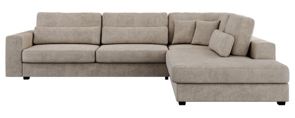 ECKSOFA Savona Beige Strukture - rechts - Beige/Schwarz, Kunststoff/Textil (249/316cm) - MKS