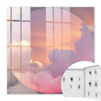 SCHLÜSSELBOX Weiß 30x30 cm – Türöffnung nach rechts - Ätherische Wolken - Pink, Metall (30/30/5cm) - TULUP