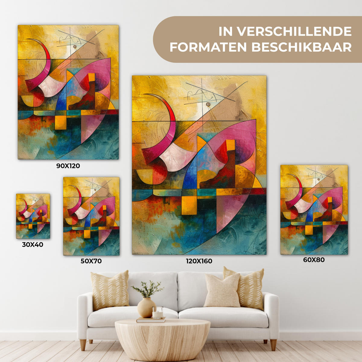 LEINWANDBILD Kunst - Abstrakt - Modern Room Decor 30x40 cm - Gelb, Textil (30/40cm) - MuchoWow