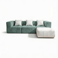 ECKSOFA Eden Komplett Salbei Weiß 3-Sitzer - Salbeigrün, Textil (272/71/92cm) - COCO Living