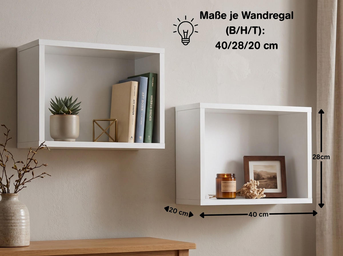 WANDREGAL Maxim 40/28/20 cm 2 Fächer - Weiß, Holzwerkstoff (40/28/20cm) - arthur berndt