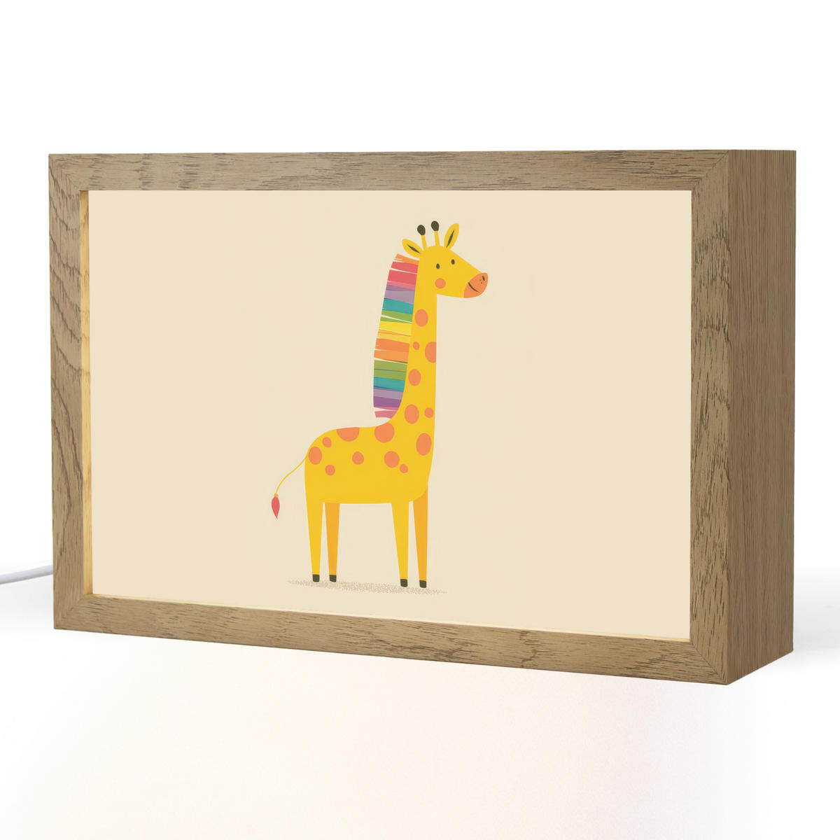 NACHTTISCHLAMPE Giraffe - Regenbogenmähne - Beige 30x20 cm - Beige, Holzwerkstoff (8/30/20cm)