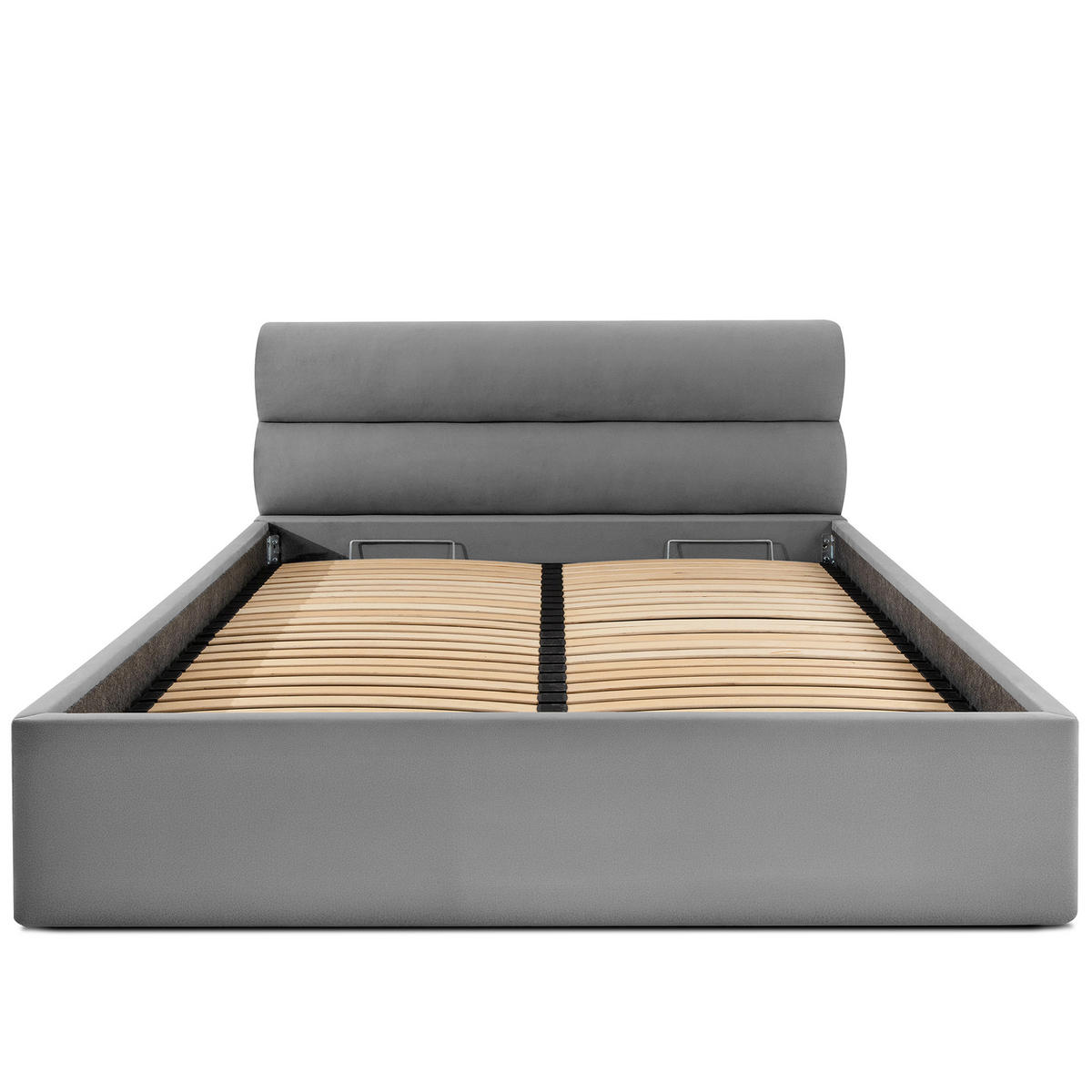 POLSTERBETT LUNEO - Hellgrau/Schwarz, Holz/Holzwerkstoff (182/204cm) - KONSIMO®