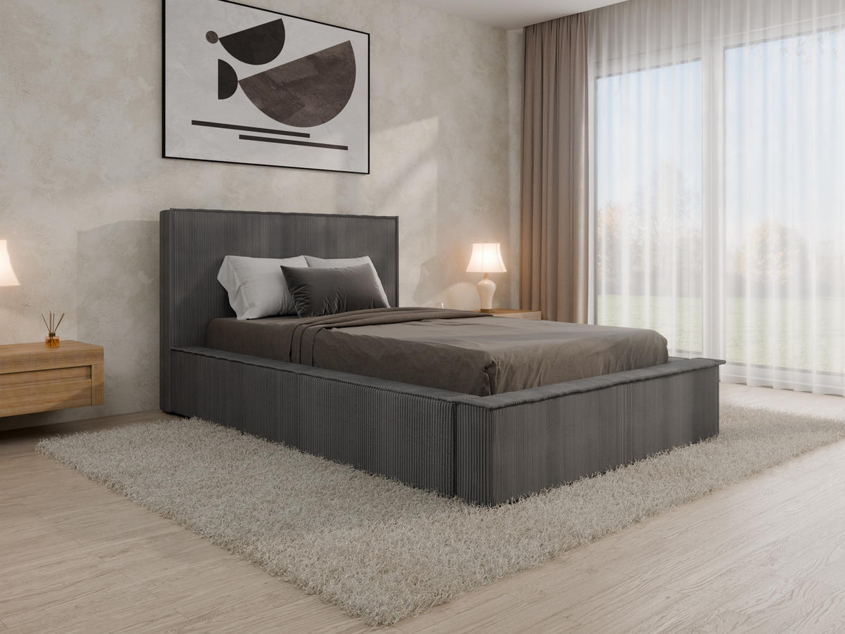 POLSTERBETT SANA 120x200cm Elegantes Polsterbett für modernen Wohnstil , ohne matratze, dunkelgrau - Dunkelgrau, Holz (120/200cm) - Panda Möbel