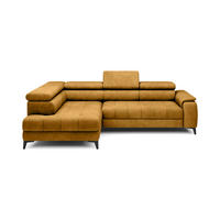 ECKSOFA CHIVAS Freistehend , Schlaffunktion, 278×197×76/98 cm, Stoff - Element, Gold, Linke Seite - Goldfarben/Schwarz, Holz/Textil (278/197cm) - DomoHome