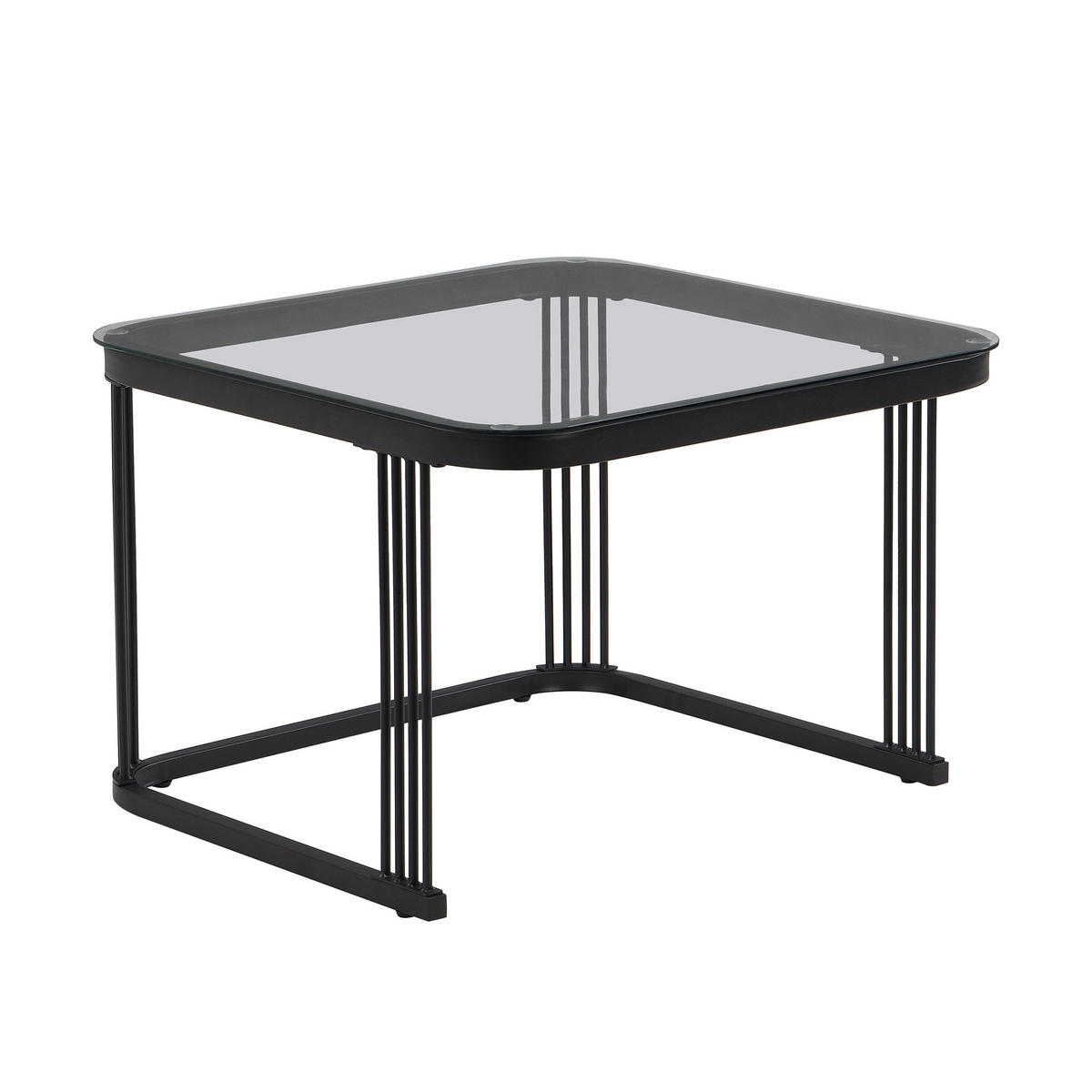 COUCHTISCH 2er-Set Marmoroptik mit Glasplatte und Schubladen - Schwarz, Holzwerkstoff (60/60/42cm) - Korfee