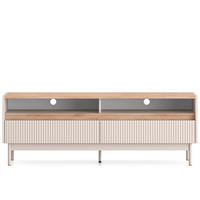 TV-LOWBOARD NALIA, Creme/Eiche - Eichefarben/Creme, Holzwerkstoff/Metall (154/55/40cm) - KONSIMO®