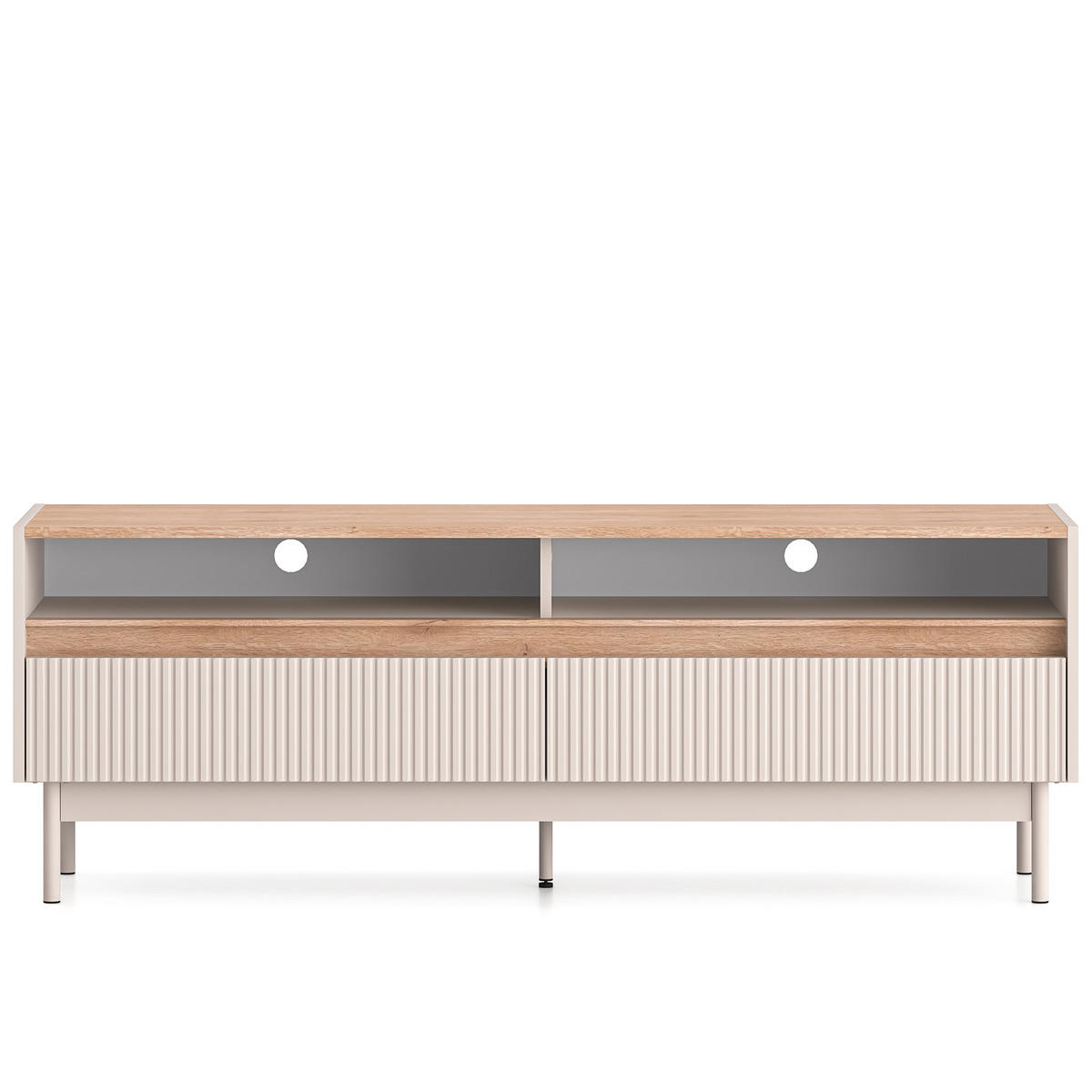 TV-LOWBOARD NALIA, Creme/Eiche - Eichefarben/Creme, Holzwerkstoff/Metall (154/55/40cm) - KONSIMO®
