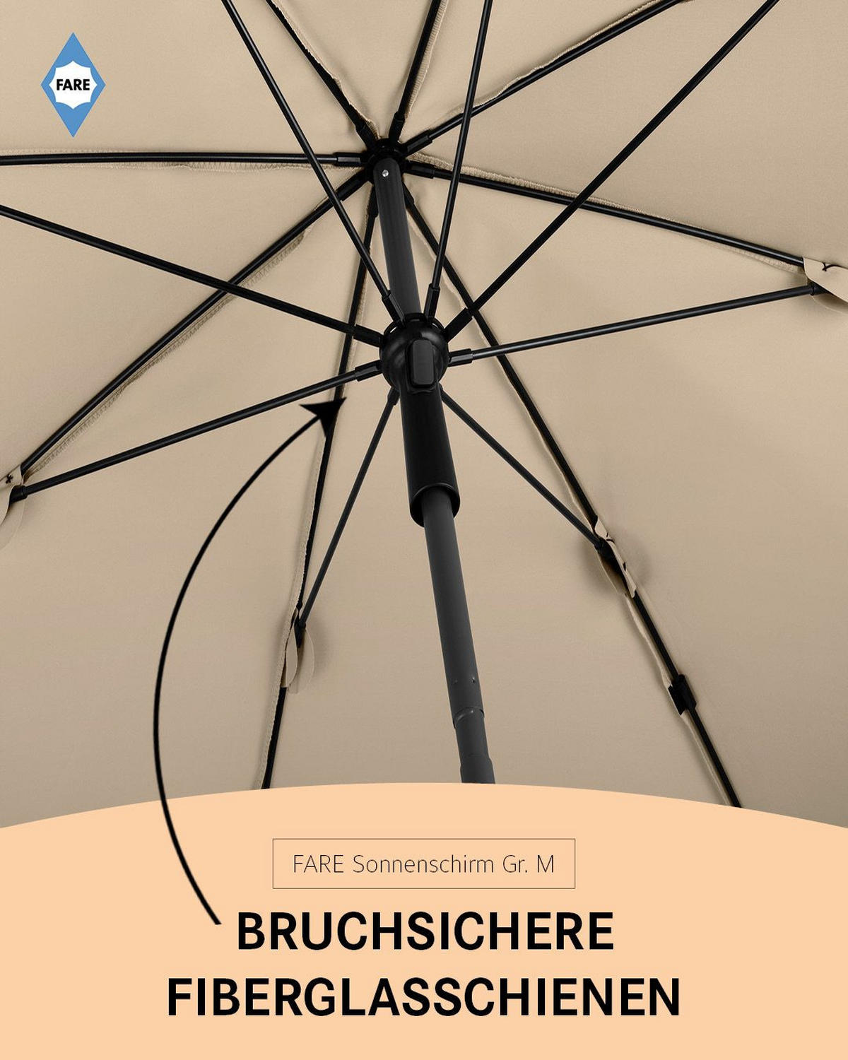 SONNENSCHIRM 180/180/127 cm - Beige, Kunststoff (180/180cm) - FARE