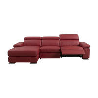 ECKSOFA Plutone Echtleder mit 1 x Relaxfunktion Rot - Rot, Leder/Metall (286/165cm)