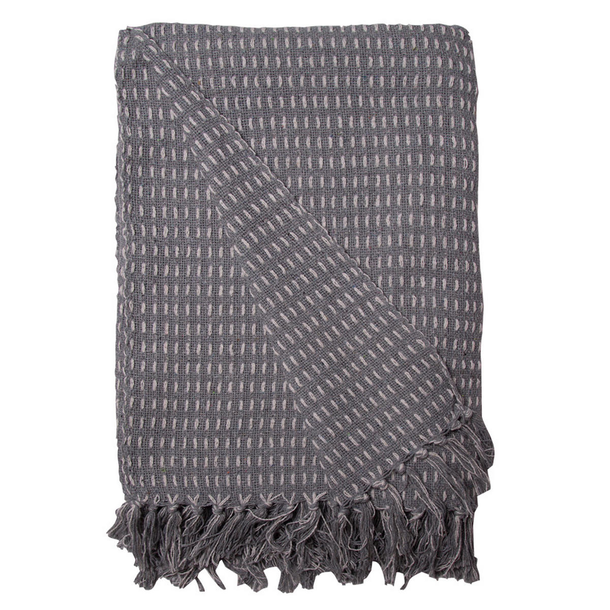 DECKE Straight 130x180 cm, 100% Baumwolle, Mitternachtsblau - Blaugrau, Textil (130/180cm) - Au Maison