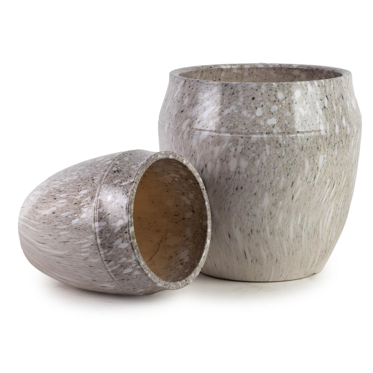 BLUMENTOPF Neva 2er Set Grau 30.5/30.5/30.5 cm Keramik - Grau, Keramik (30.5/30.5/30.5cm) - Mondex