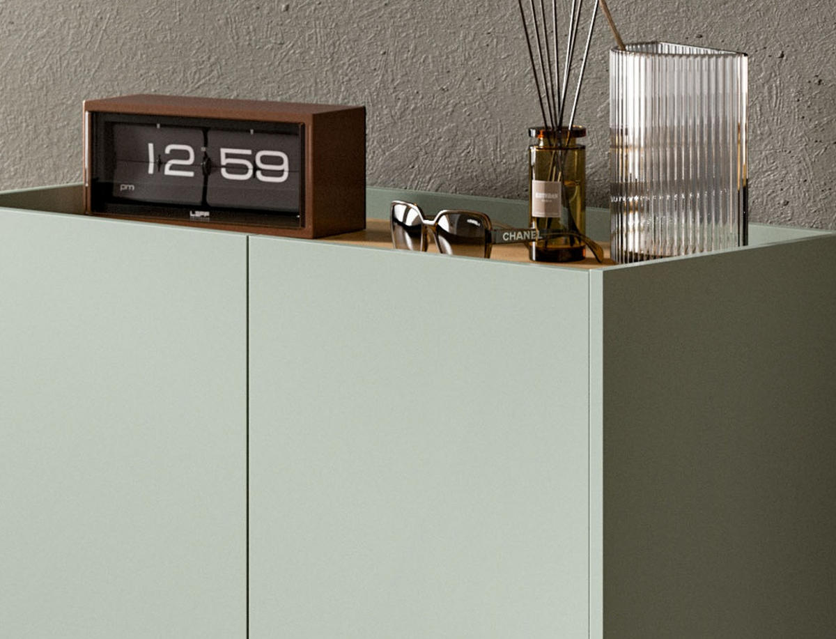 GARDEROBE-SET Salbei und Artisan Eiche, Garderobe 4-teilig, 186 x 197 cm, Soft-Close, Borga - Salbeigrün/Schwarz, Holzwerkstoff/Metall (186/197/38cm) - Inn.Furn